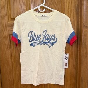 MLB 47 Brand Toronto Blue Jays Women's Cream Retro Baseball T-Shirt Size S